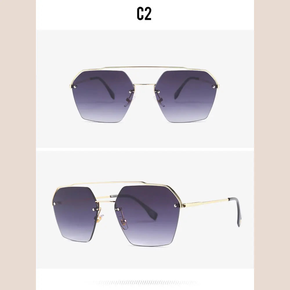 R&z - Fashionable Dual-Bridge Sunglasses for Women - C2