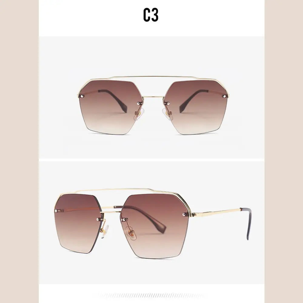 R&z - Fashionable Dual-Bridge Sunglasses for Women - C3