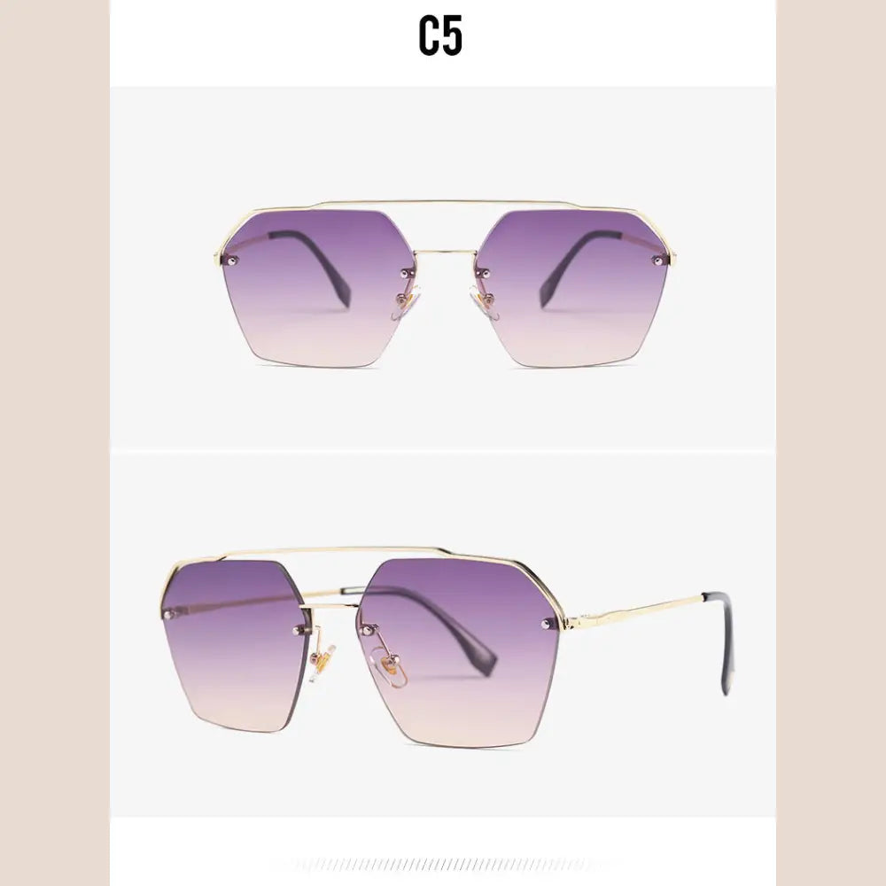 R&z - Fashionable Dual-Bridge Sunglasses for Women - C5