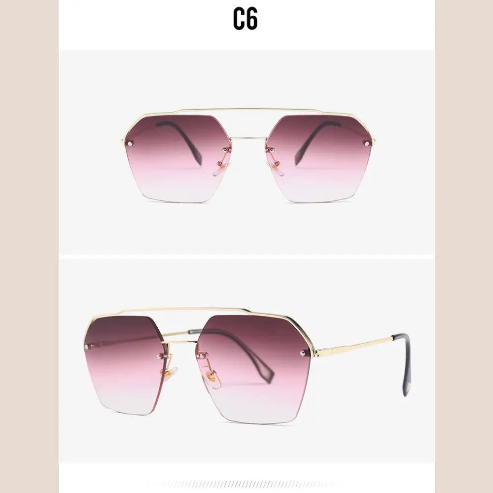 R&z - Fashionable Dual-Bridge Sunglasses for Women - C6