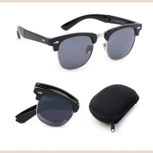 R&z - Folding Sunglasses with Case - Black Silver
