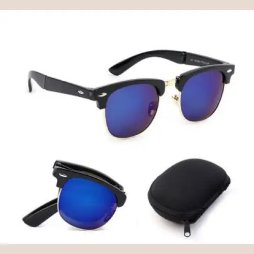 R&z - Folding Sunglasses with Case - Blue
