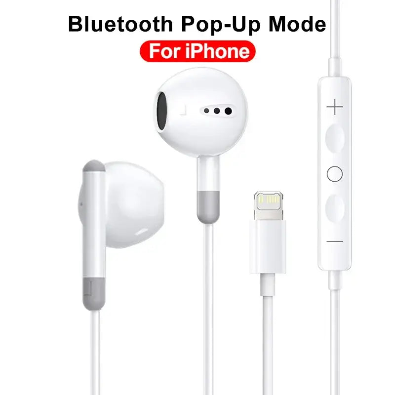 R&z - For Apple iPhone 14 Lighting Earphones 13 12 11 Pro Max XR XS X SE 7 8 6 Plus Bluetooth In Ear Wired Earbuds