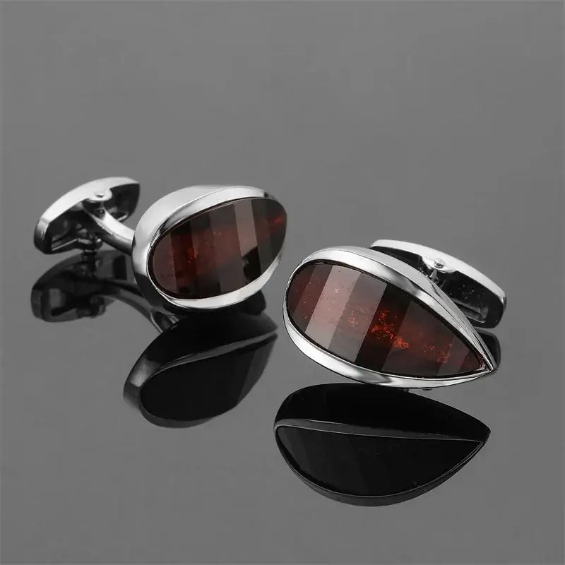 R&z - French shirt cufflinks Luxury Square Blue Red Crystal Zircon cuffs buttons business suit accessories jewelry