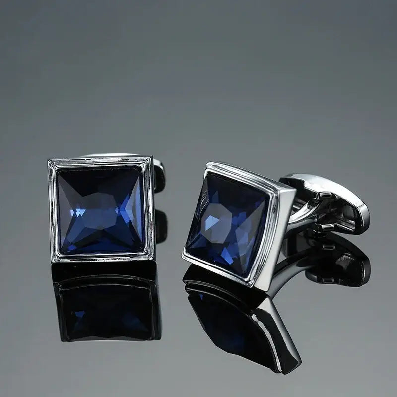 R&z - French shirt cufflinks Luxury Square Blue Red Crystal Zircon cuffs buttons business suit accessories jewelry