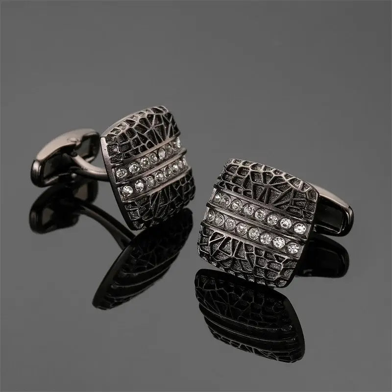 R&z - French shirt cufflinks Luxury Square Blue Red Crystal Zircon cuffs buttons business suit accessories jewelry