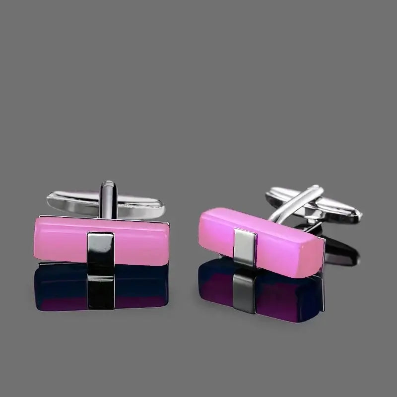 R&z - French shirt cufflinks Luxury Square Blue Red Crystal Zircon cuffs buttons business suit accessories jewelry
