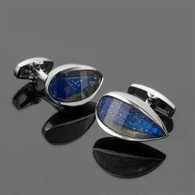 R&z - French shirt cufflinks Luxury Square Blue Red Crystal Zircon cuffs buttons business suit accessories jewelry