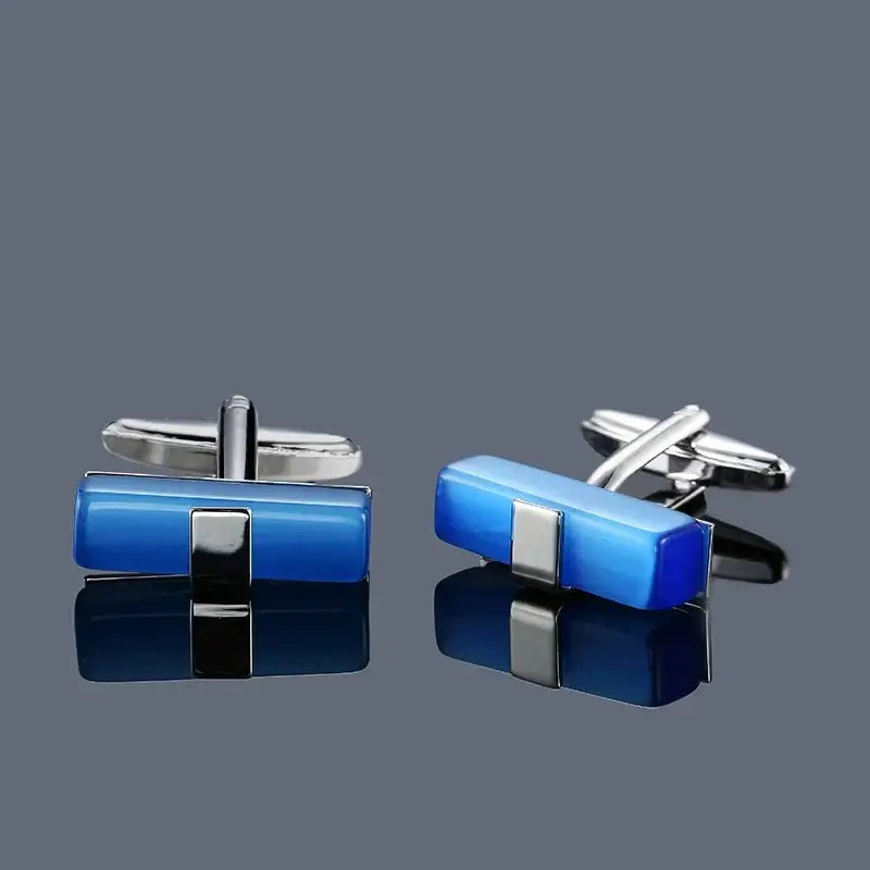 R&z - French shirt cufflinks Luxury Square Blue Red Crystal Zircon cuffs buttons business suit accessories jewelry