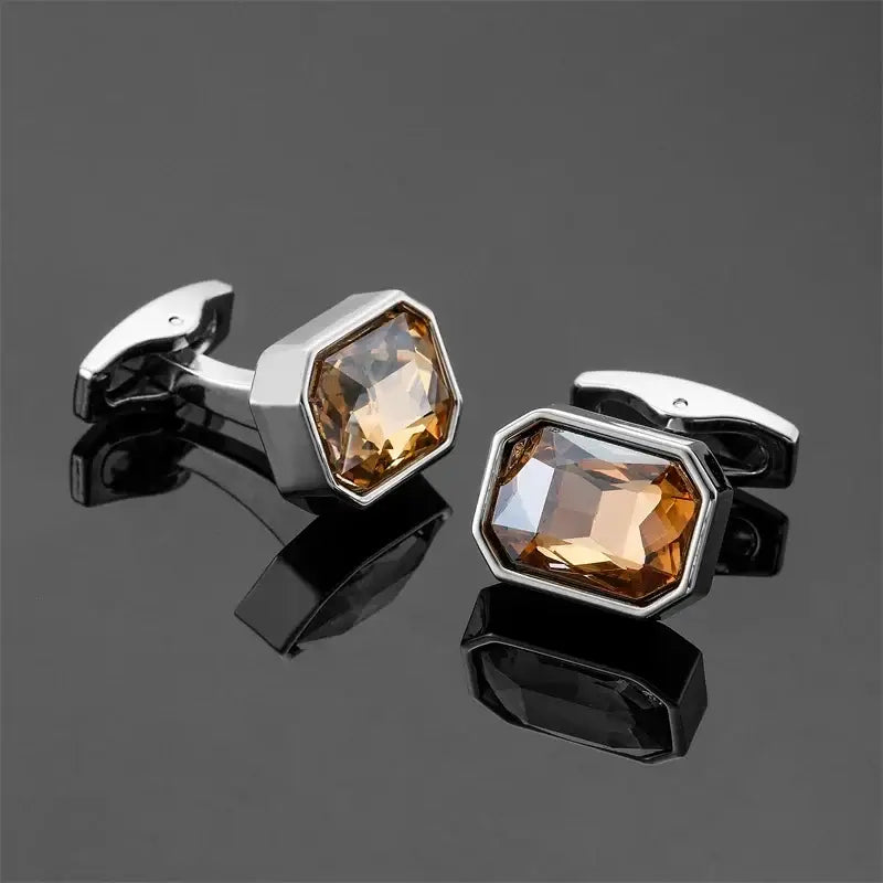 R&z - French shirt cufflinks Luxury Square Blue Red Crystal Zircon cuffs buttons business suit accessories jewelry