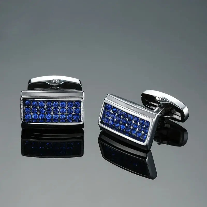 R&z - French shirt cufflinks Luxury Square Blue Red Crystal Zircon cuffs buttons business suit accessories jewelry - 69