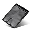 R&z - Genuine Leather Slim Wallet - Black oil wax leather