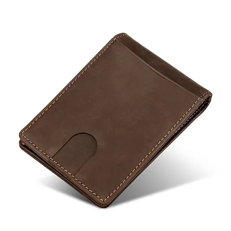 R&z - Genuine Leather Slim Wallet - Brown Crazy Horse Leather