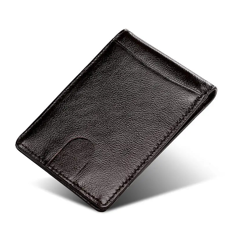 R&z - Genuine Leather Slim Wallet - Brown oil wax leather