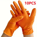 R&z - Gloves Disposable 8mil Raised Diamond Texture Gloves Mechanic Tattoo Safety Gloves - Diamond Orange 10PCS / M