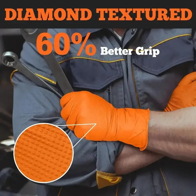 R&z - Gloves Disposable 8mil Raised Diamond Texture Gloves Mechanic Tattoo Safety Gloves