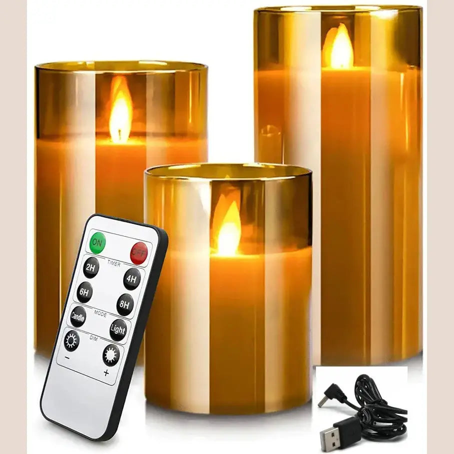 R&Z - golden UsB LED Pillar Candles