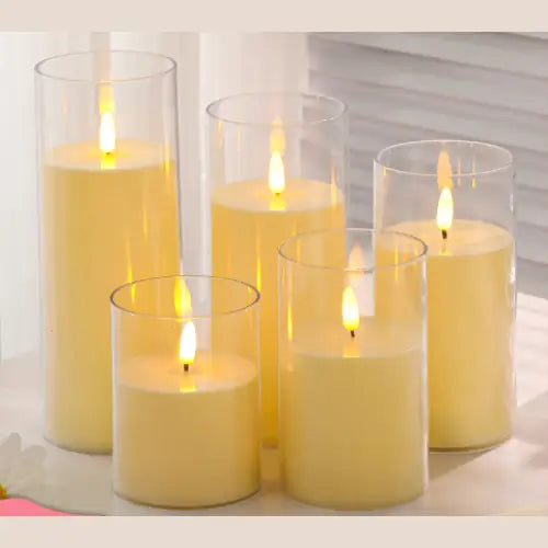 R&Z - golden UsB LED Pillar Candles - Golden Glass New / 10-12.5-15cm