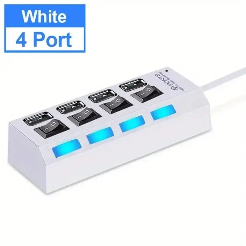 R&z - Hub 7 Port Multi USB Splitter Power Adapter Multiple Expander With On Off Switch For PC Laptop MacBook