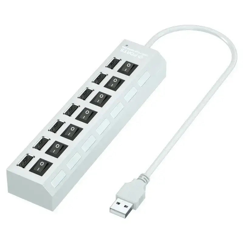 R&z - Hub 7 Port Multi USB Splitter Power Adapter Multiple Expander With On Off Switch For PC Laptop MacBook