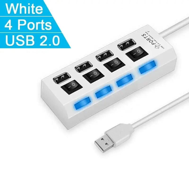 R&z - Hub 7 Port Multi USB Splitter Power Adapter Multiple Expander With On Off Switch For PC Laptop MacBook