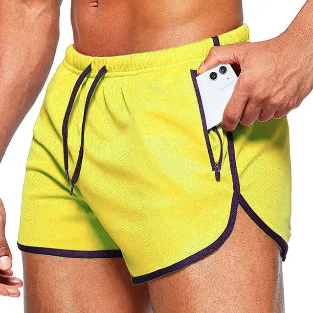 R&z - Jogging Short Pants Training Shorts Men Basketball Clothing Gym Fitness Running - Yellow / XL(70-80kg)
