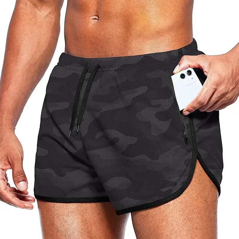 R&z - Jogging Short Pants Training Shorts Men Basketball Clothing Gym Fitness Running - Black Camo / XL(70-80kg)