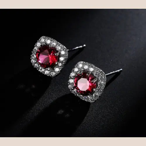 R&z - Korean Style Classic Fashion Stud Earrings - Red - R&z - Accessories