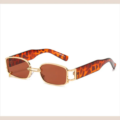 R&amp;Z - Korean Style Square Sunglasses with Trendy Earring Design for Women - Gold frame tea film