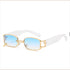 R&Z - Korean Style Square Sunglasses with Trendy Earring Design for Women - Gold frame blue film
