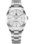 Silver stainless steel benyar luminous mens mechanical watch with textured white dial and rectangular hour markers in packing box
