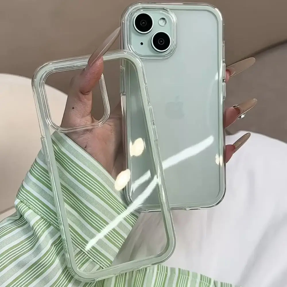 R&z - Luxury Candy Color Frame Clear Back Phone Case For iPhone 17 16 15 14 13 12 Pro Max 11 16PLUS 17 Acrylic