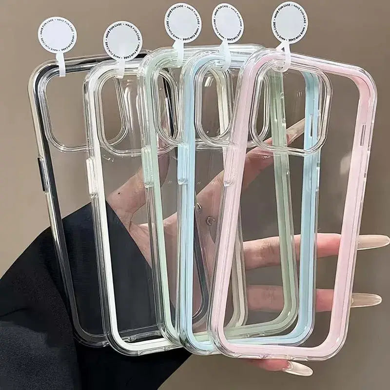 R&z - Luxury Candy Color Frame Clear Back Phone Case For iPhone 17 16 15 14 13 12 Pro Max 11 16PLUS 17 Acrylic