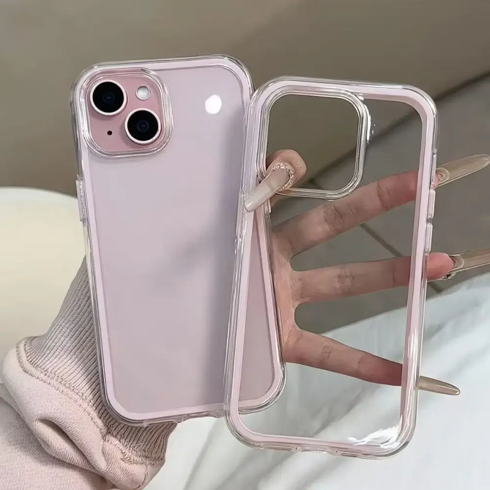 R&z - Luxury Candy Color Frame Clear Back Phone Case For iPhone 17 16 15 14 13 12 Pro Max 11 16PLUS 17 Acrylic