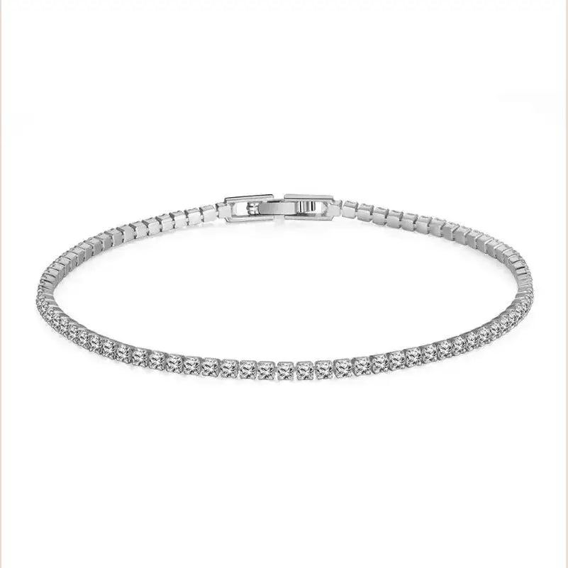 R&Z - Luxury Moissanite Silver Tinnes Braclete - 2MM Silver