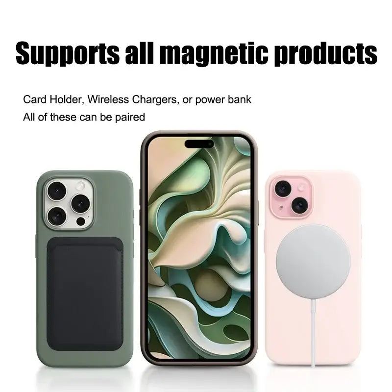 R&z - Luxury Silicone Magnetic Phone Case For iPhone 16 14 12 11 13 15 17 Pro Max - Electronics Accessories