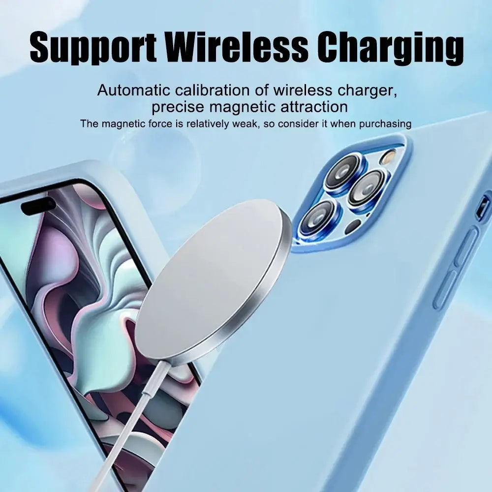 R&z - Luxury Silicone Magnetic Phone Case For iPhone 16 14 12 11 13 15 17 Pro Max - Electronics Accessories