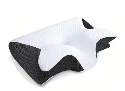 Black and white contour memory pillow sleep cervical support with textured fabric cover by R&z memory pillow