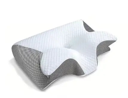 R&z memory pillow sleep cervical support with white and gray quilted fabric contour design for neck comfort