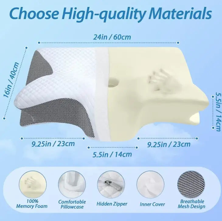 R&z white and gray memory pillow sleep with breathable mesh design for cervical support and comfortable rest