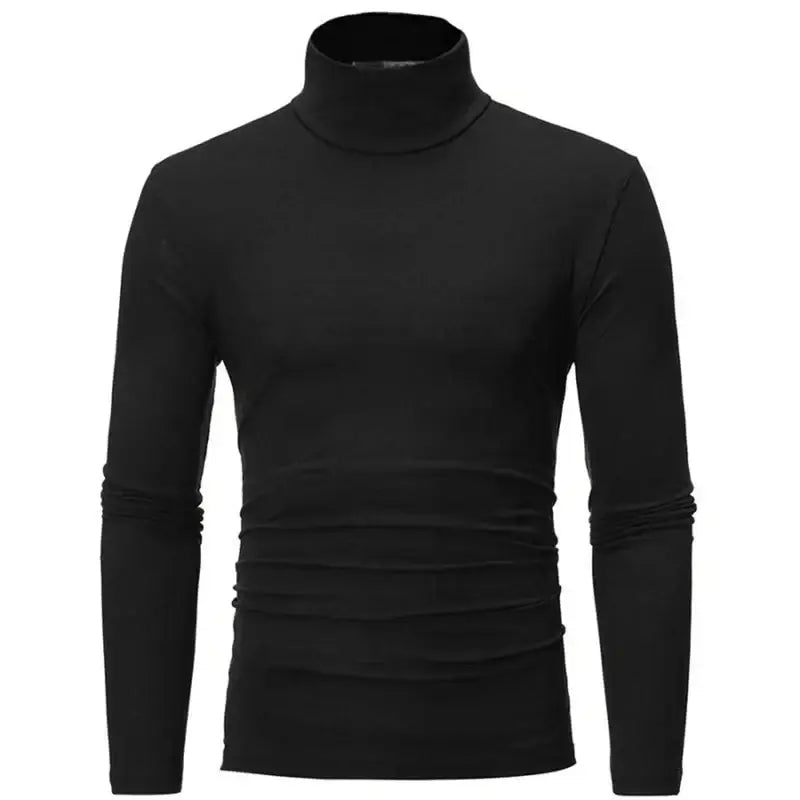 R&z - Men Winter Clothes Thermal Shirt Autumn Men’s Winter Tights High Neck Thin Slim Fit Long Sleeve T-shirt - Black