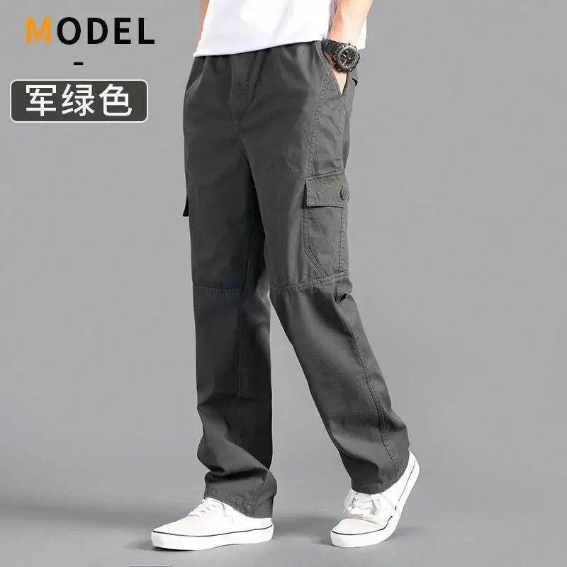 R&z - Men’s Cargo Pants Summer Spring Cotton - 1011 ArmyGreen / L 65-70KG