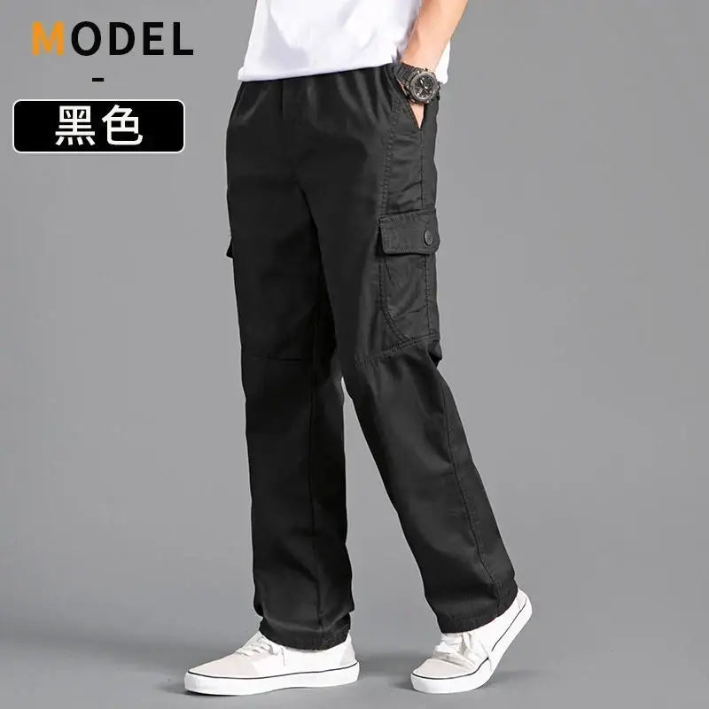 R&z - Men’s Cargo Pants Summer Spring Cotton - 1011 Black / 5XL 115-120KG
