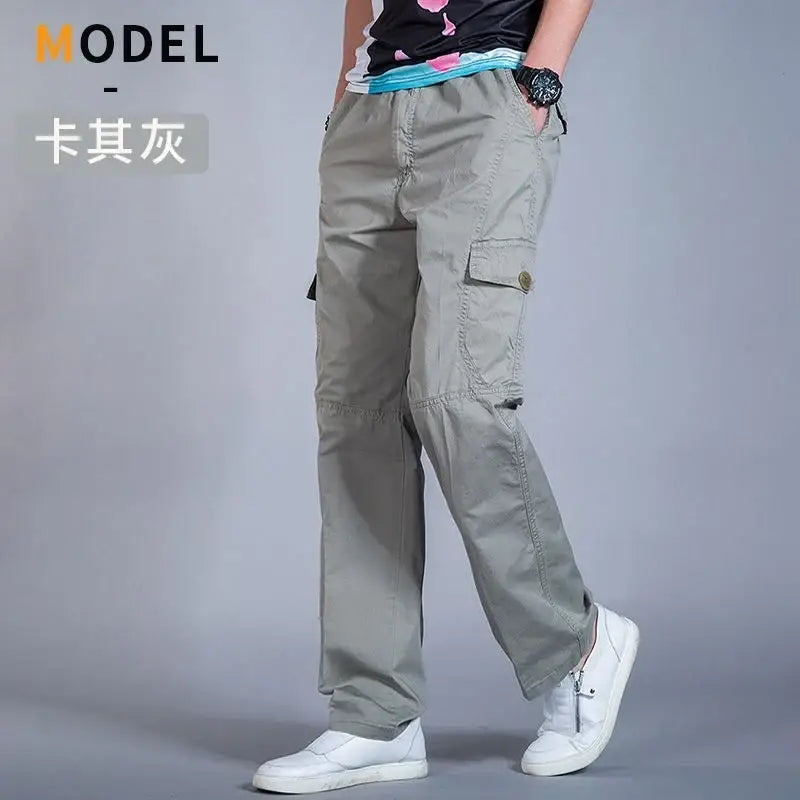 R&z - Men’s Cargo Pants Summer Spring Cotton - 1011 Light grey / 5XL 115-120KG