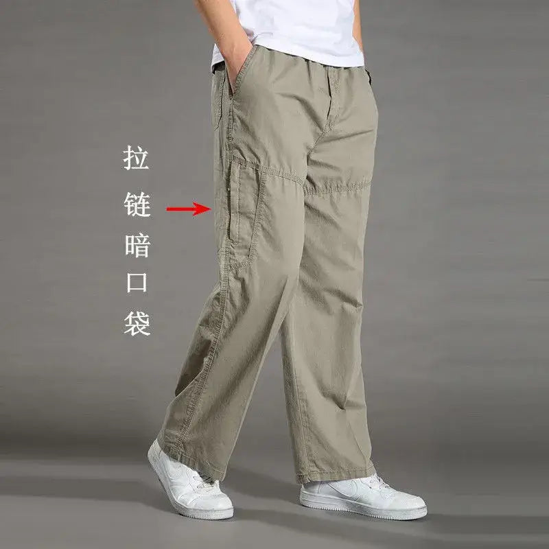 R&z - Men’s Cargo Pants Summer Spring Cotton - 1012 Light grey / 6XL 120-135KG