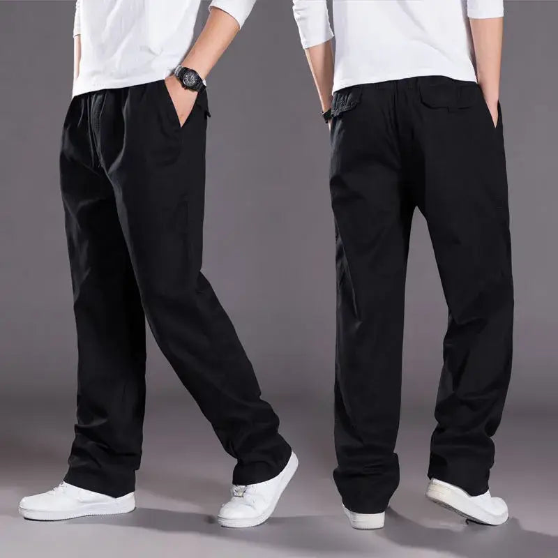 R&z - Men’s Cargo Pants Summer Spring Cotton - 1226 Black / 6XL 120-135KG