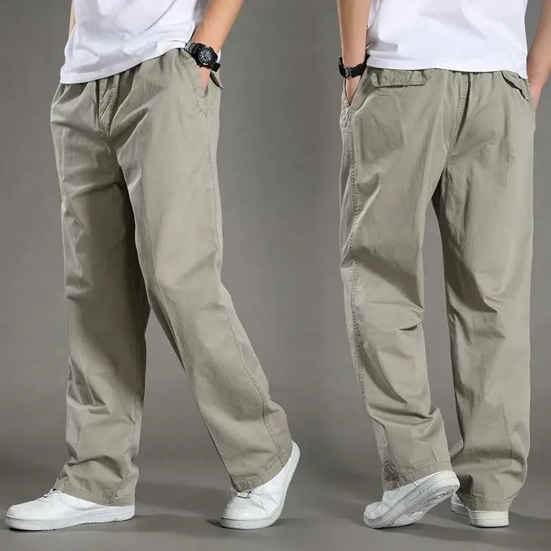 R&z - Men’s Cargo Pants Summer Spring Cotton - 1226 Light grey / 5XL 115-120KG