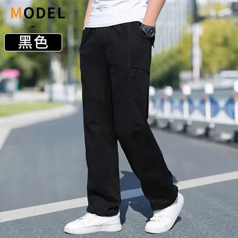 R&z - Men’s Cargo Pants Summer Spring Cotton - 1228 Black / XXL 85-95KG