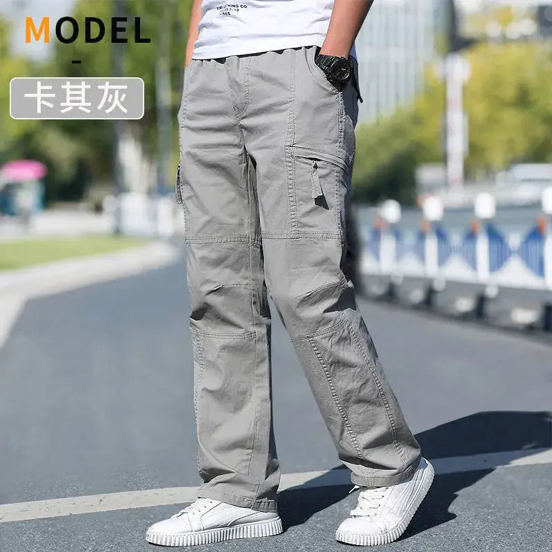 R&z - Men’s Cargo Pants Summer Spring Cotton - 1228 Light grey / 4XL 105-115KG