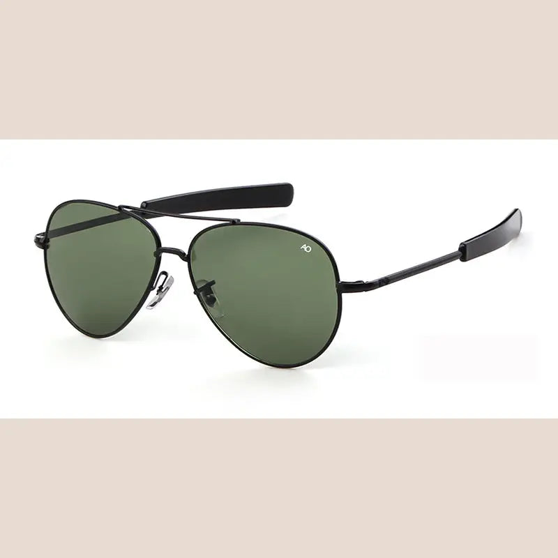 R&z - Men’s Fashion Sunglasses with Glass Lenses - Black framed green sheet / C5
